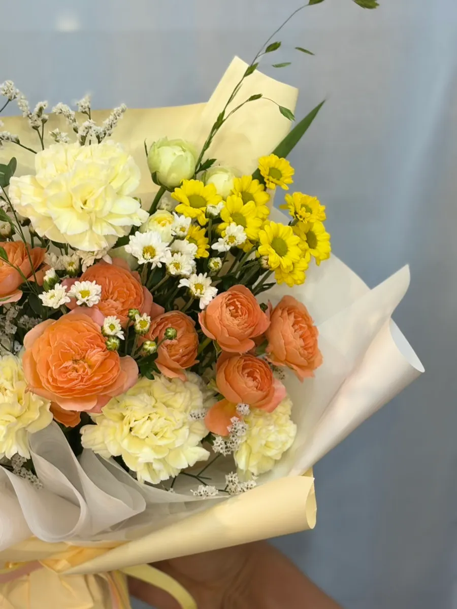 Fully wrapped birthday bouquet for grandma
