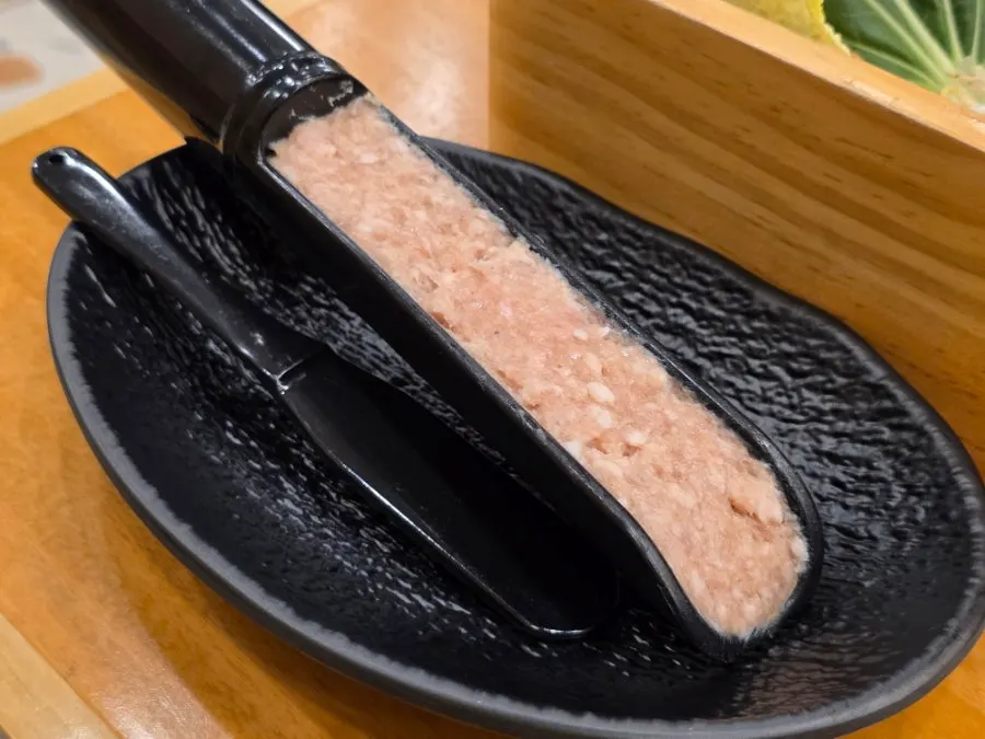 Raw meatball mixture at Mansu Shabu Kalguksu