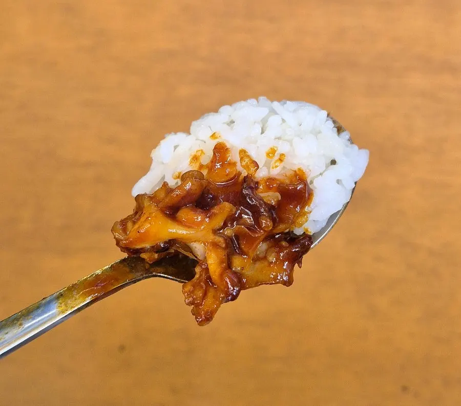 Smoky squid stir-fry served with rice