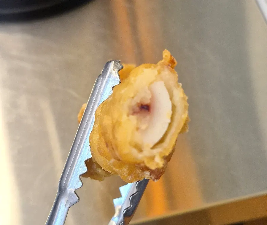 Cross-section of plump fried squid