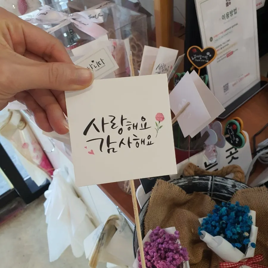 선물용으로 들고 나온 꽃바구니