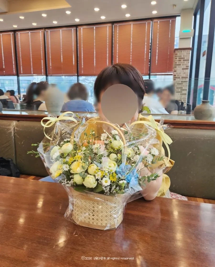 The yellow flower basket given as a birthday gift