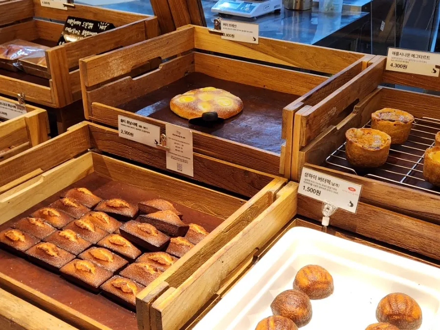 Bakery menu displayed in the store