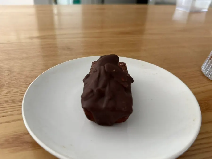 Front view of the almond chocolate financier