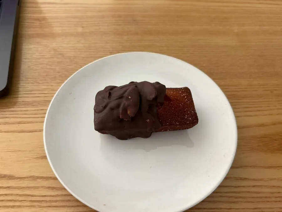 Back view of the almond chocolate financier