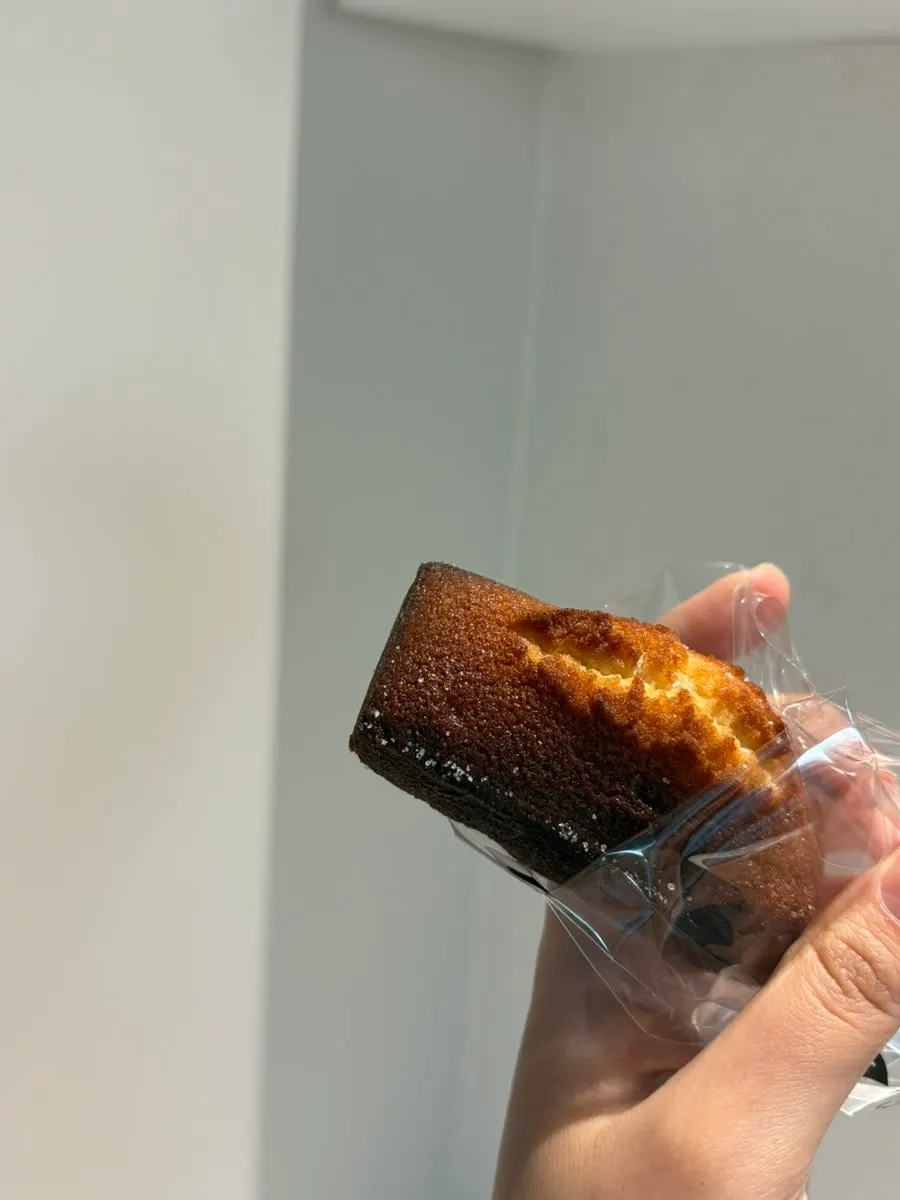 Cross-section of a bitten fig financier