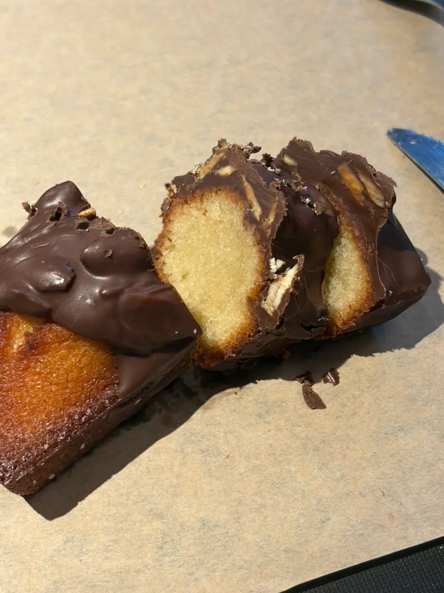Almond choco financier covered in chocolate