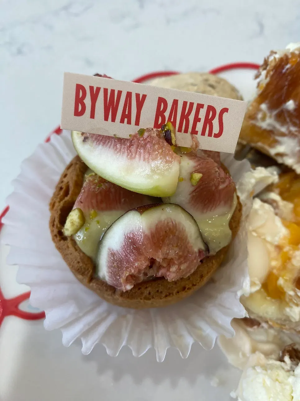 Fig tart topped with fresh figs