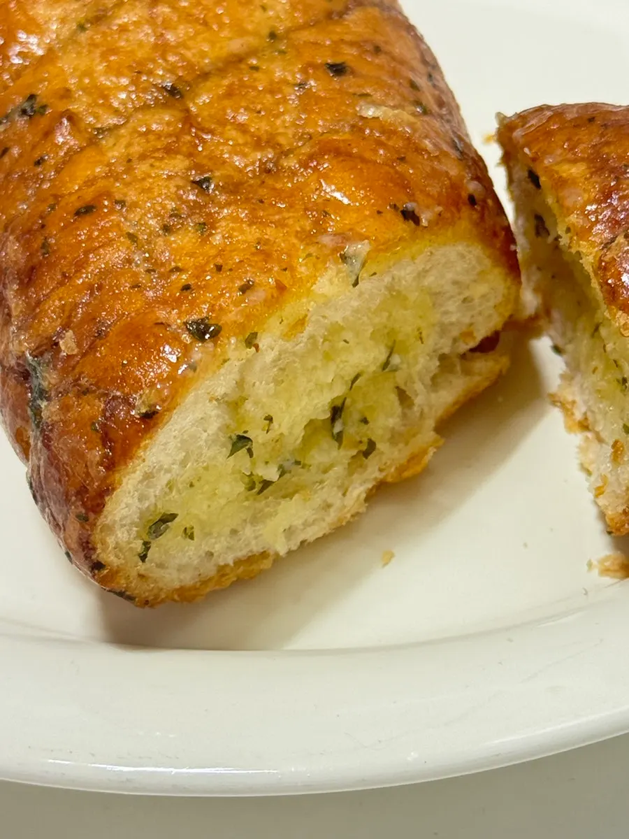 Garlic baguette reheated in the air fryer