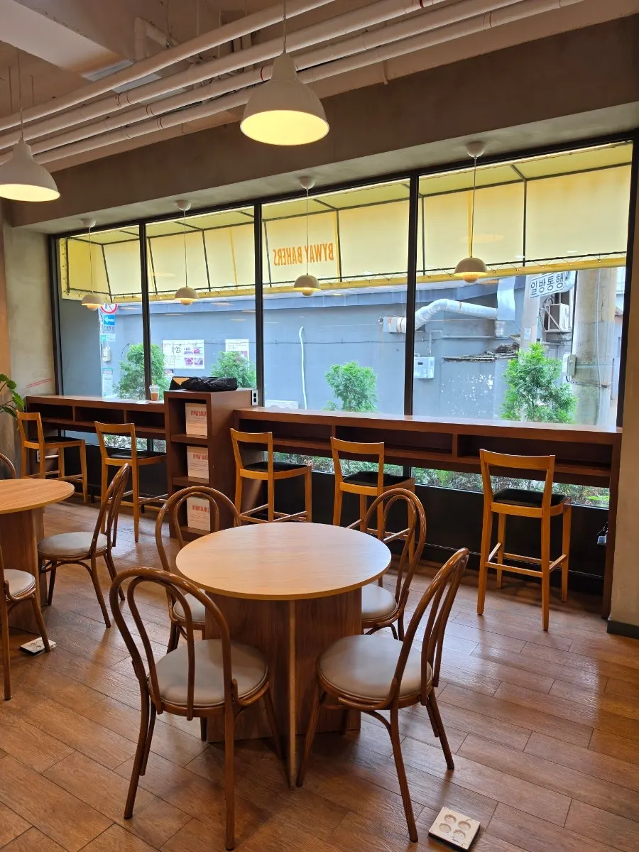 Open seating area of the bakery café