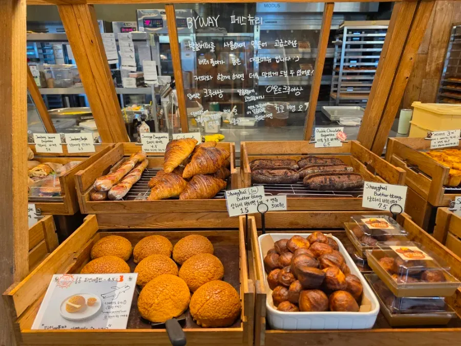 Bakery counter with assorted pastries