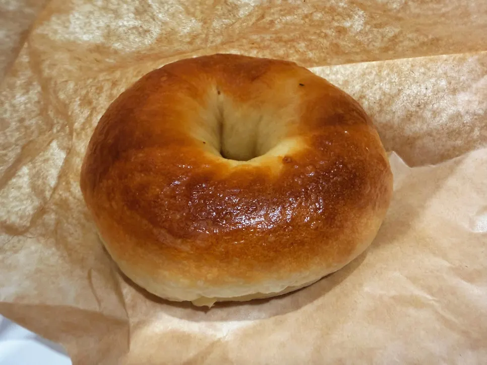 Cross-section of a chewy bagel