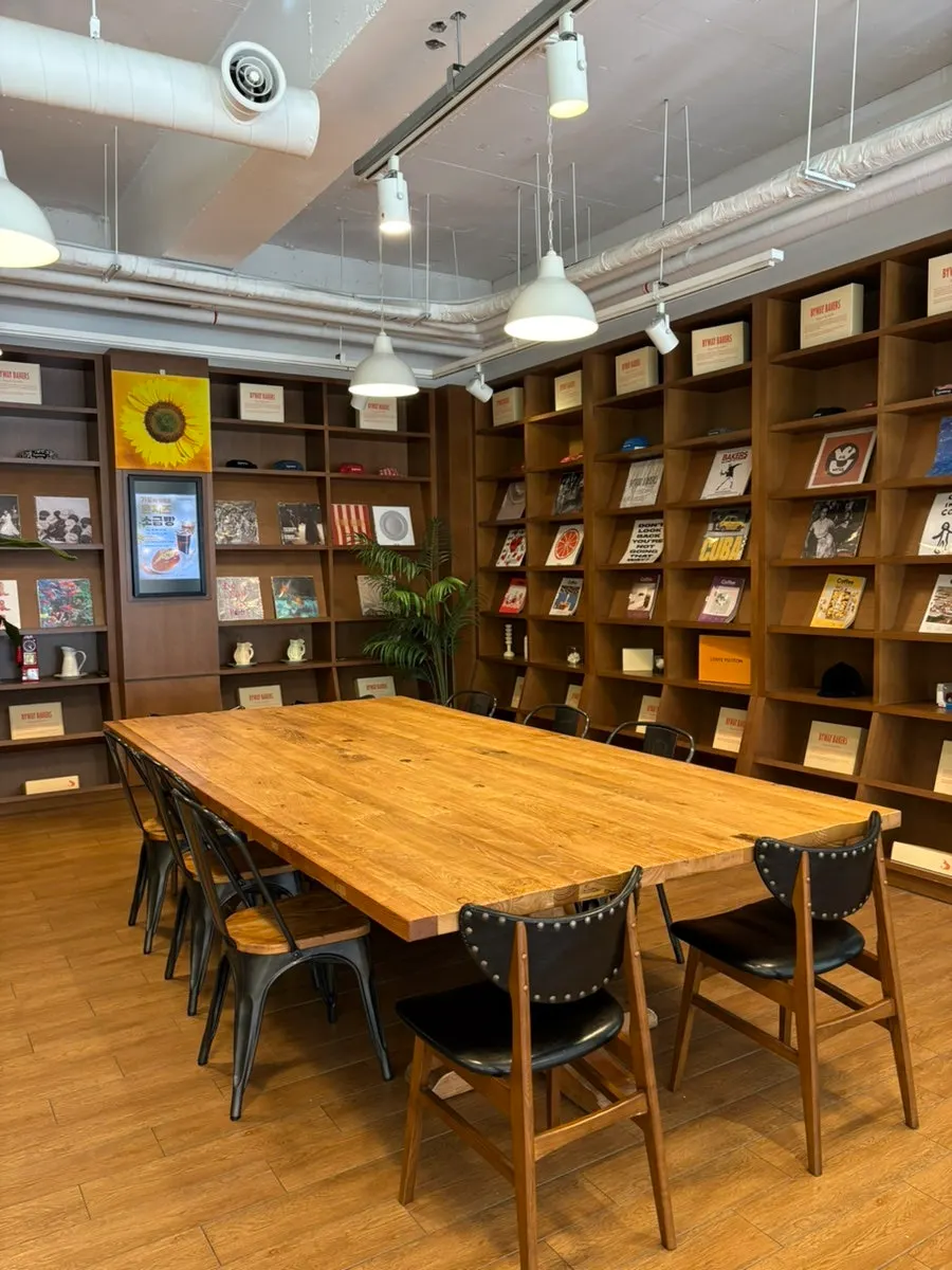 Spacious store interior with many tables