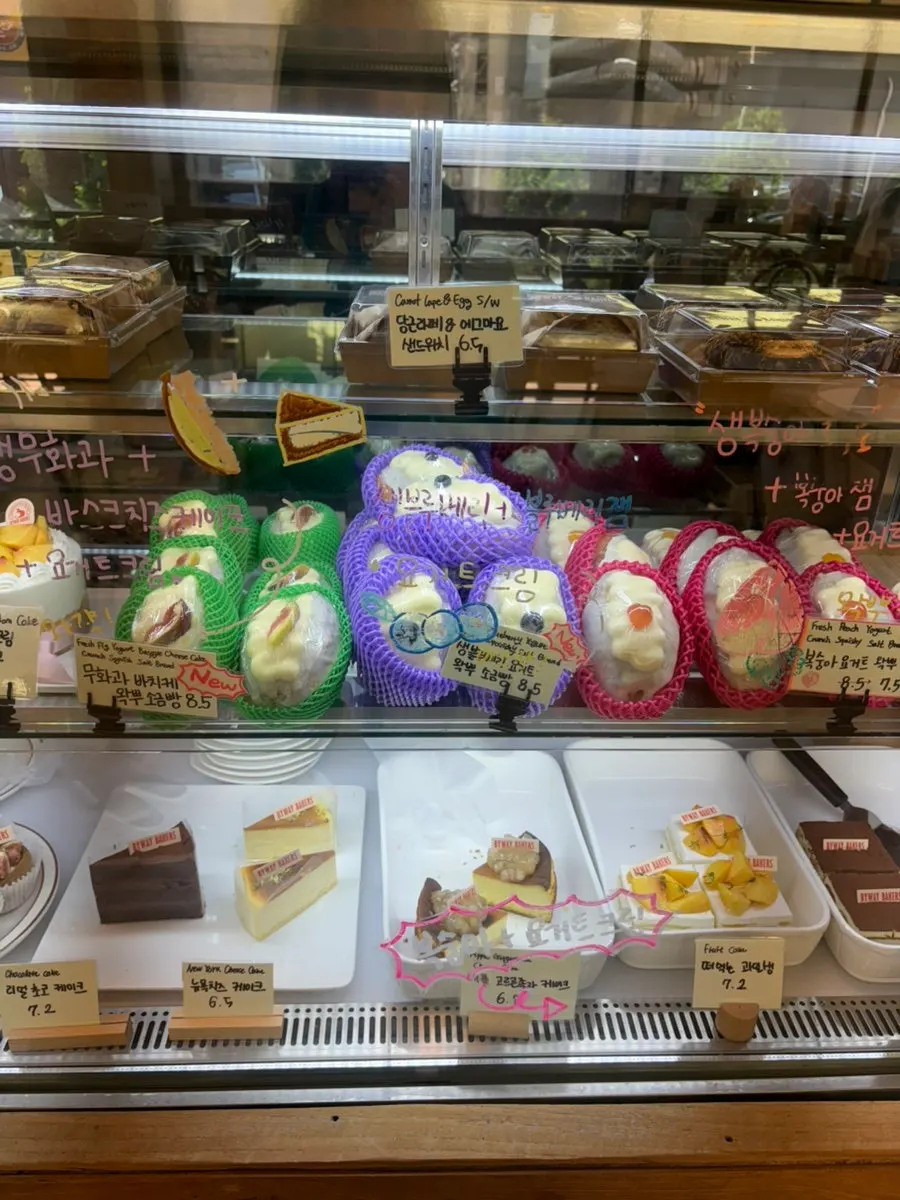 Tarts, financiers, and other desserts on display