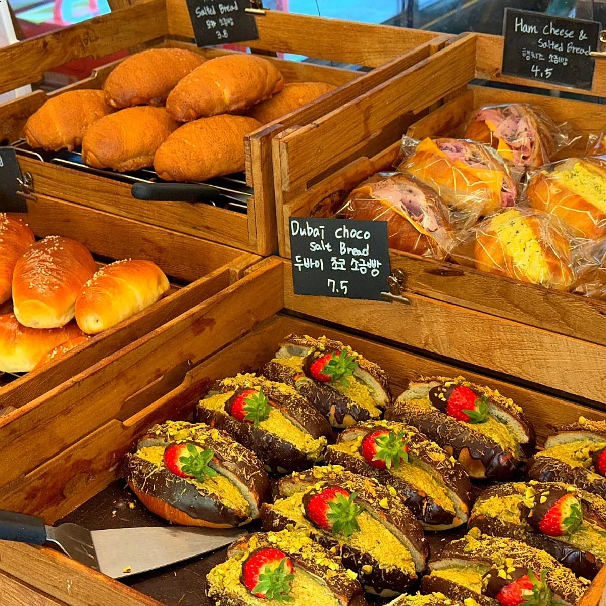Salt bread and other breads on display at BYWAY BAKERS