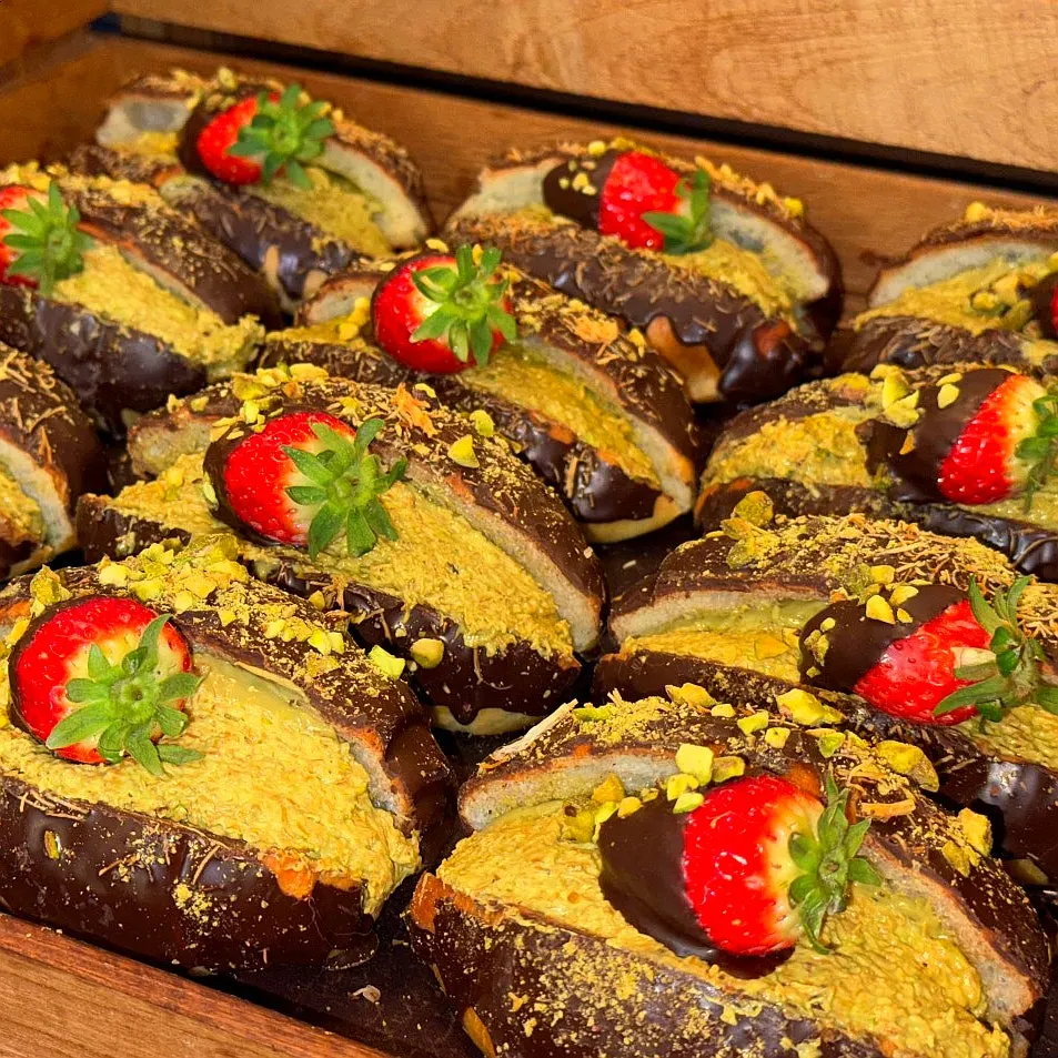 Fig batchiche wakppu salt bread, golden cheese financier, and egg tart