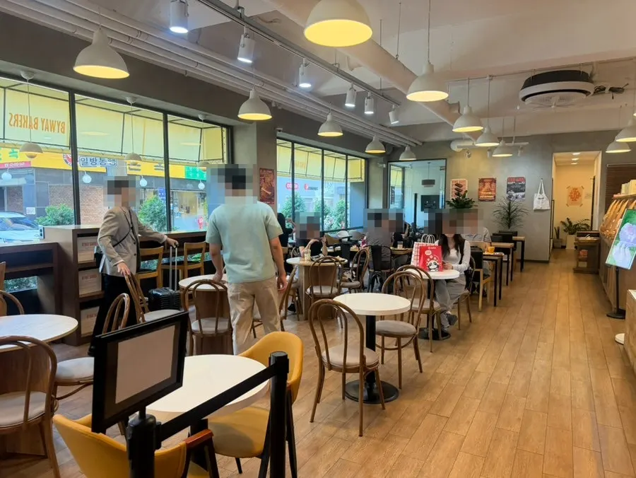 Spacious and clean interior of the bakery café
