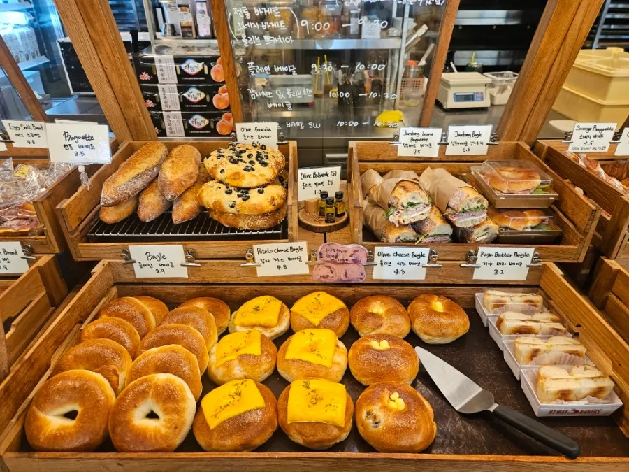 Bagel corner with many varieties