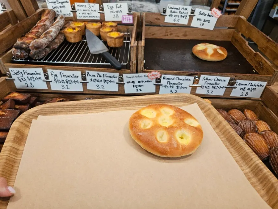 Selected breads on a tray