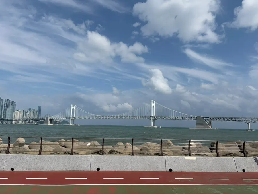 View of Gwangalli Beach after the café visit