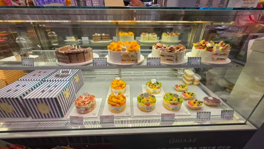 Café Diaz's fresh fruit cakes, which change with the season