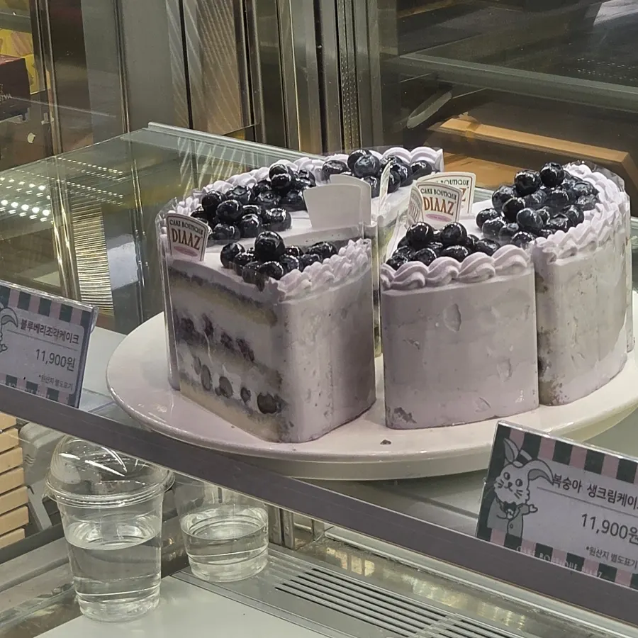 Blueberry fresh fruit slice cake packed to go