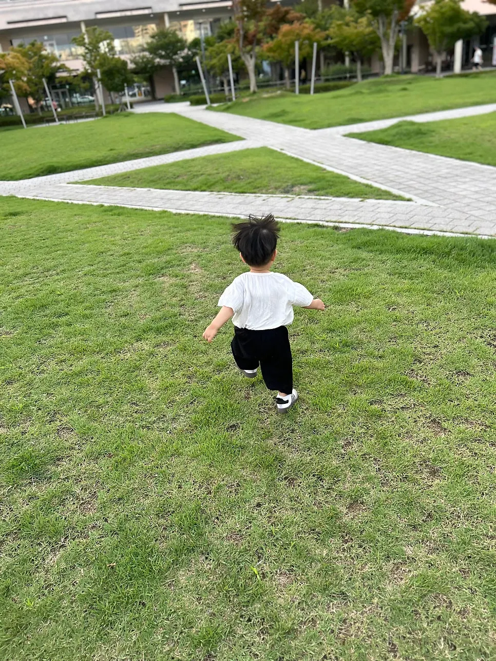 Playing outdoors on campus before the meal