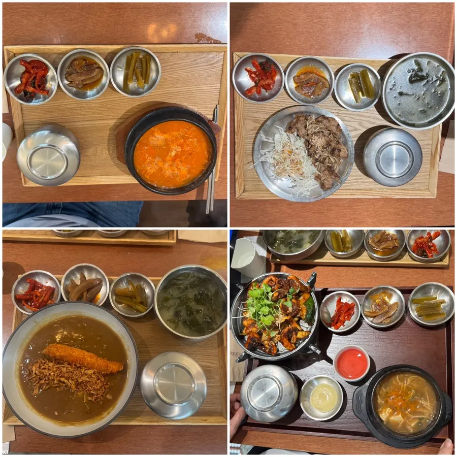 All four dishes served together on the table