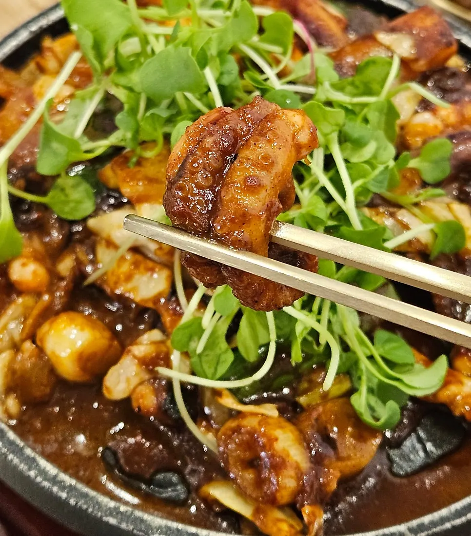 Close-up of the jjukkumi stir-fry set