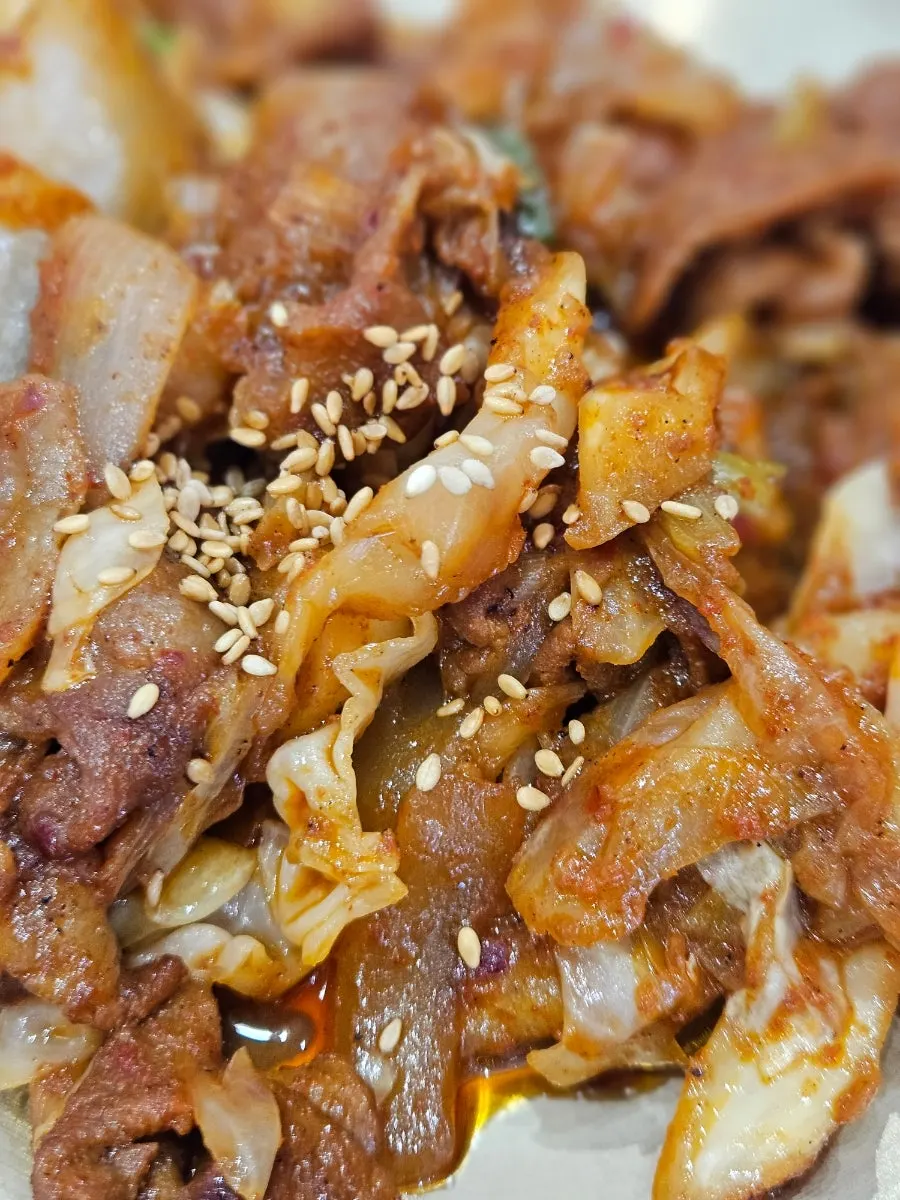 Korean set meal spread with side dishes