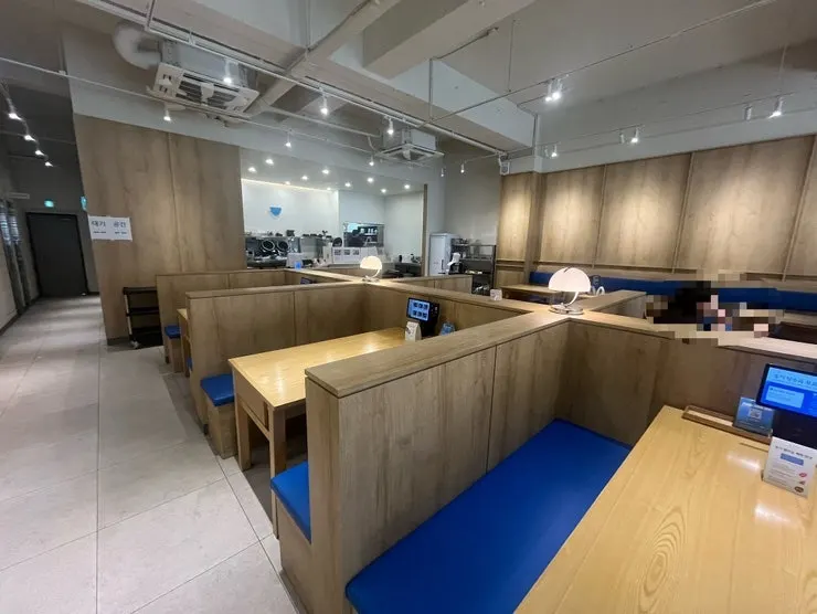 Spacious interior of the Cafe Dongi 2nd-floor restaurant