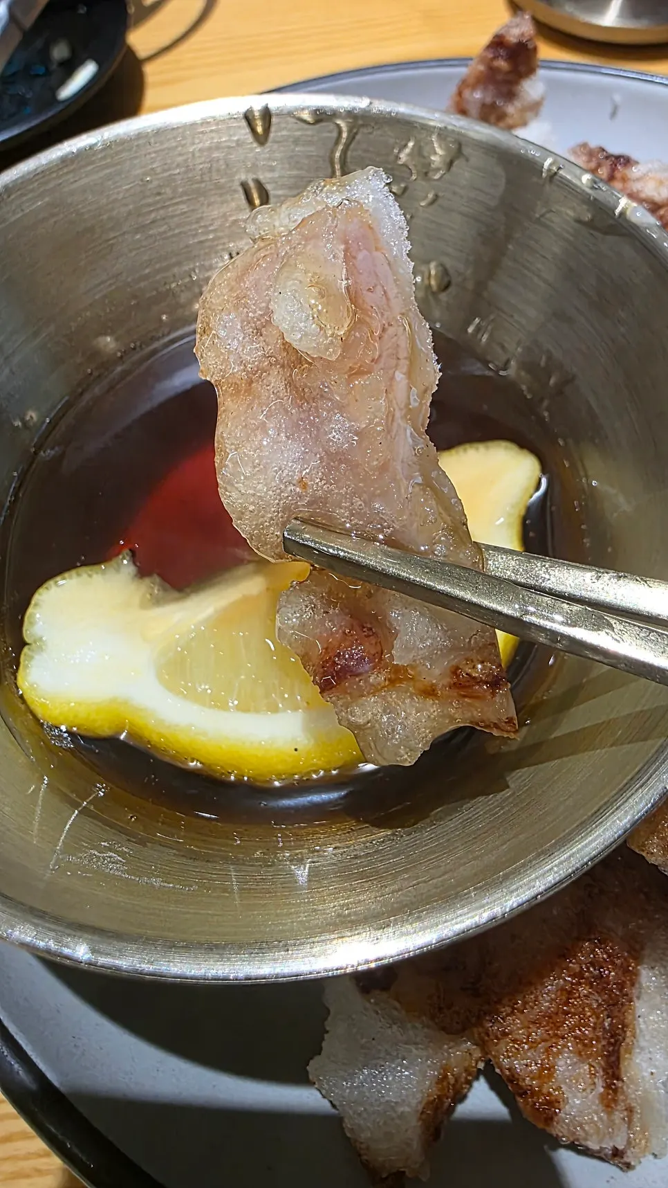 Tangsuyuk served with sweet and sour sauce