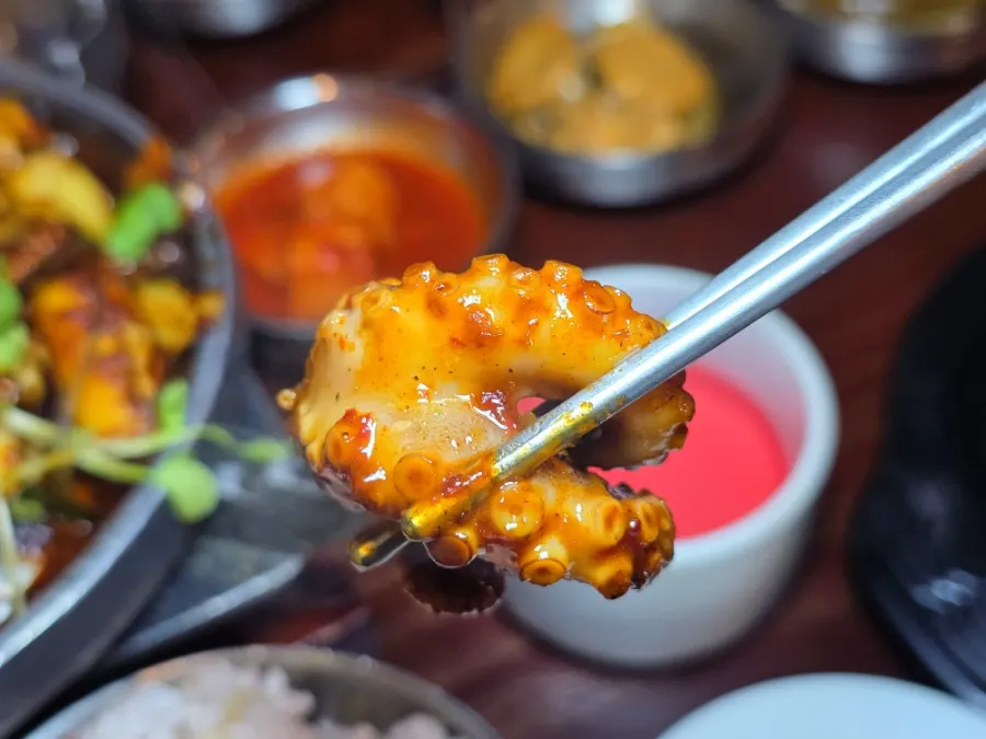 Spicy-sweet seasoned stir-fried baby octopus
