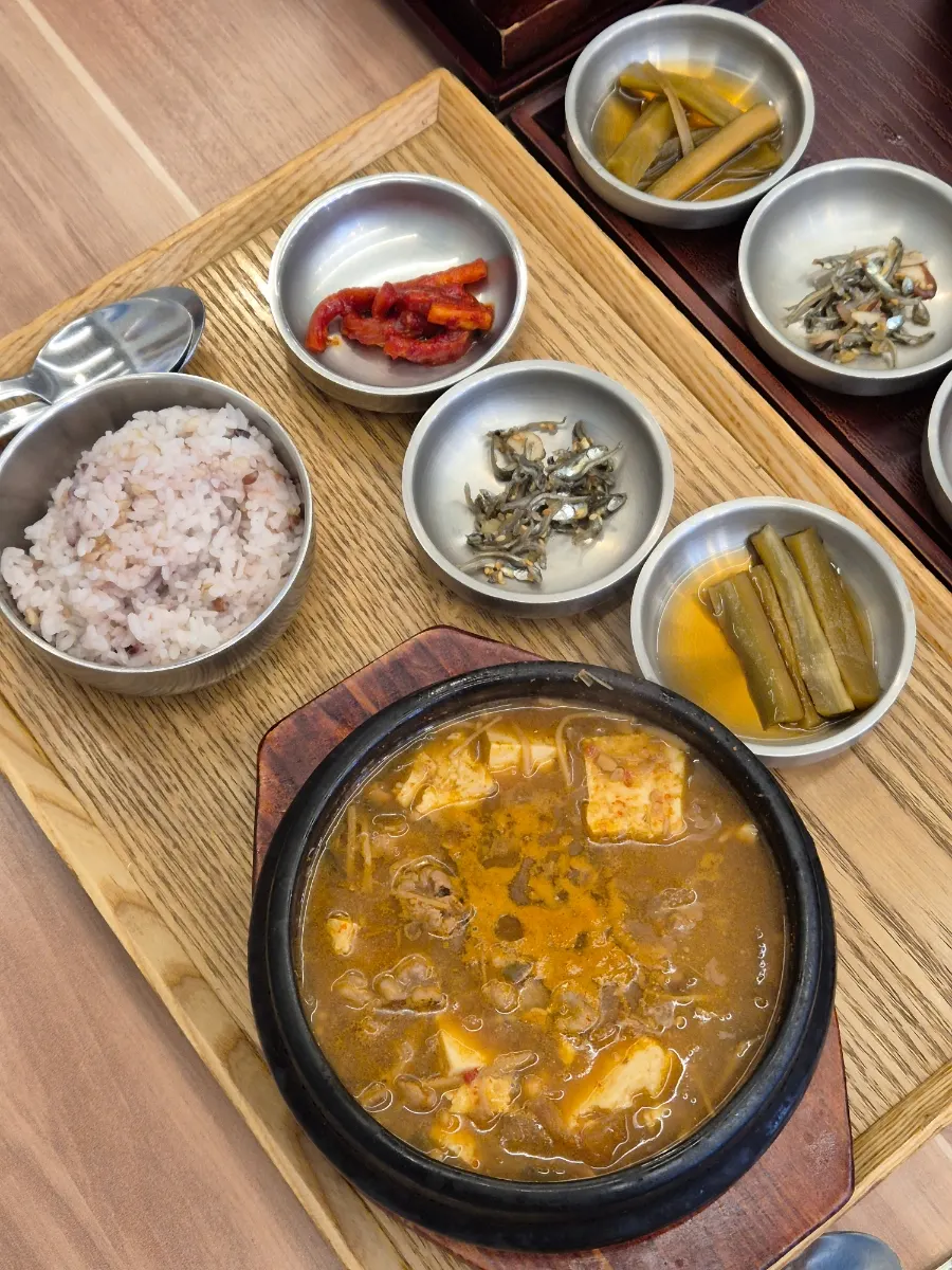 Beef brisket doenjang jjigae set loaded with brisket
