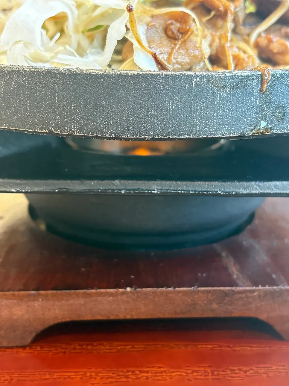 Brazier meat kept warm by a candle underneath