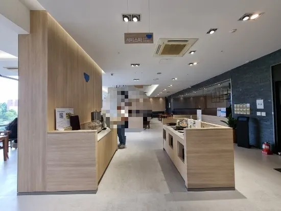 Interior of Cafe Dongi with comfortable table spacing