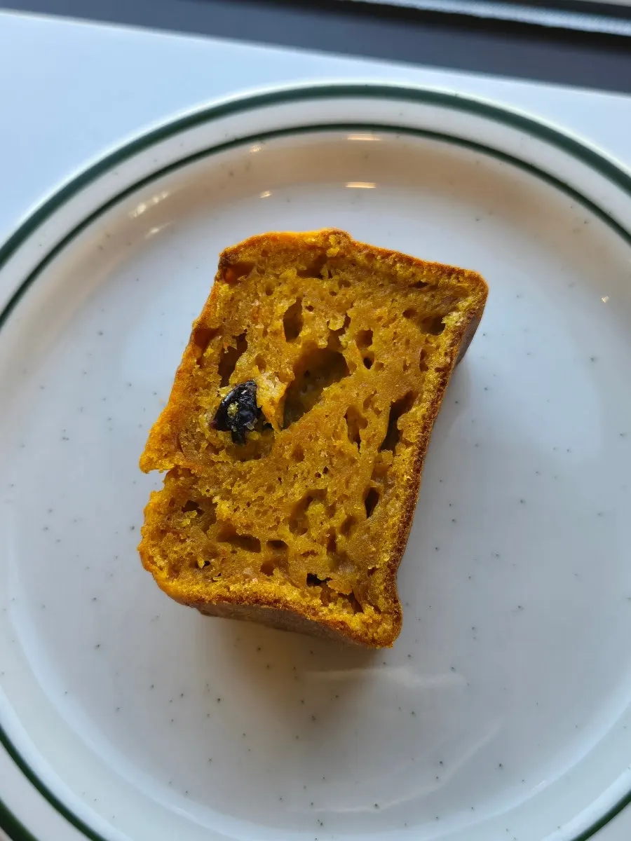 A slice of whole wheat carrot pound cake