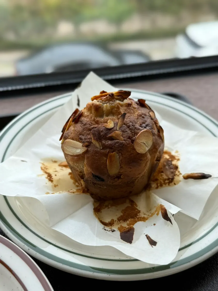 Cross-section of a halved banana muffin