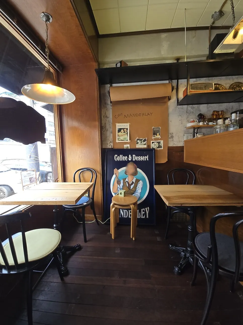 Corner of Cafe Mendeolli decorated with vintage props