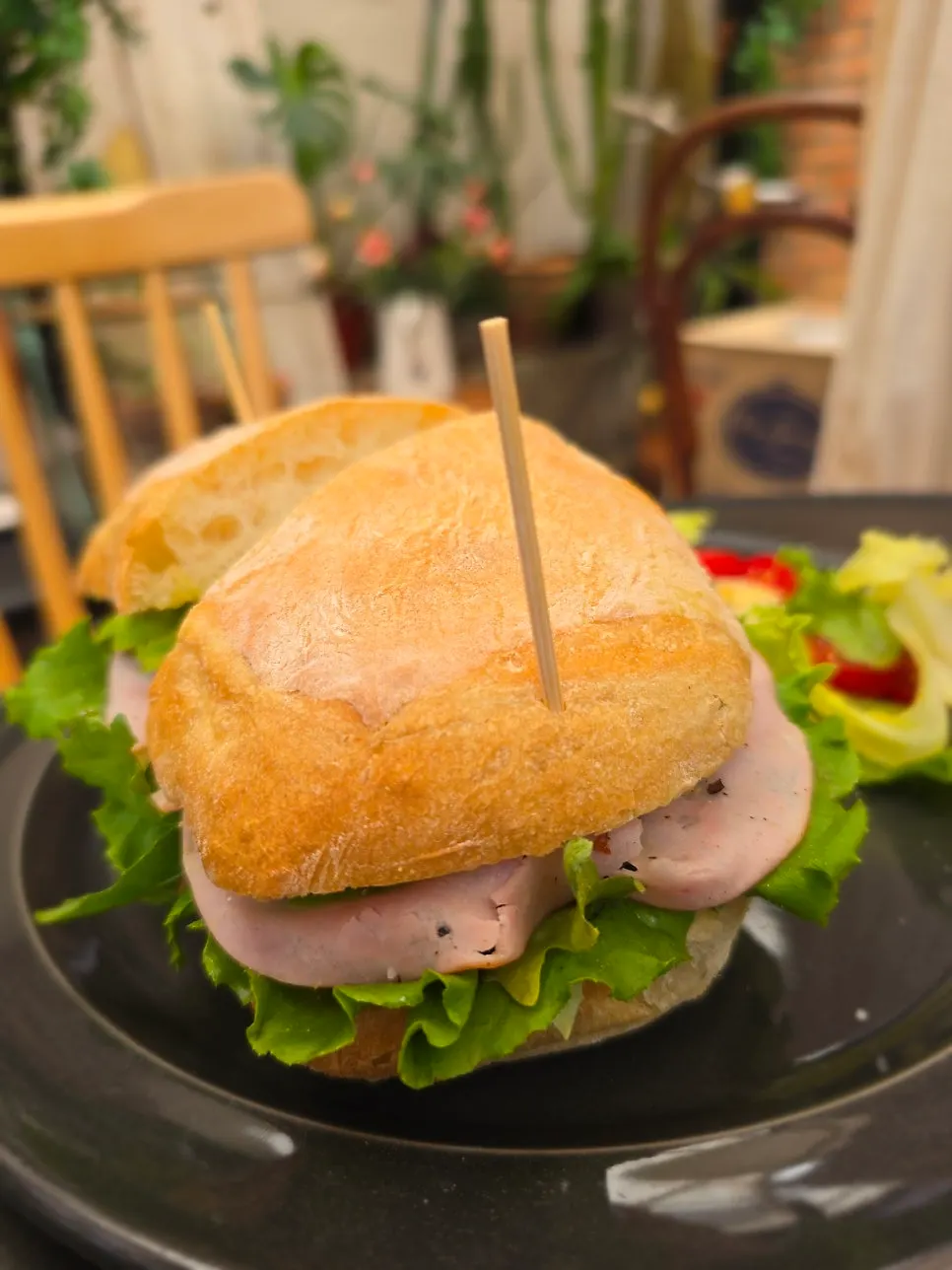 Full brunch spread with the avocado sandwich at Cafe Mendeolli