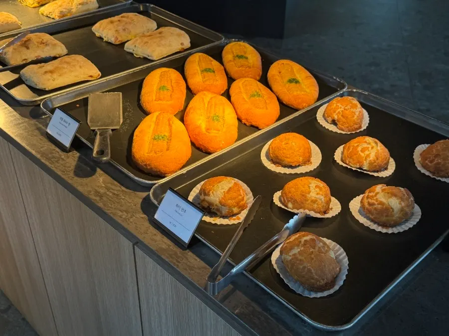 Display of golden-baked ciabatta
