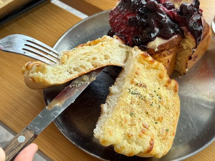 Cross-section of the moist vegetable ciabatta