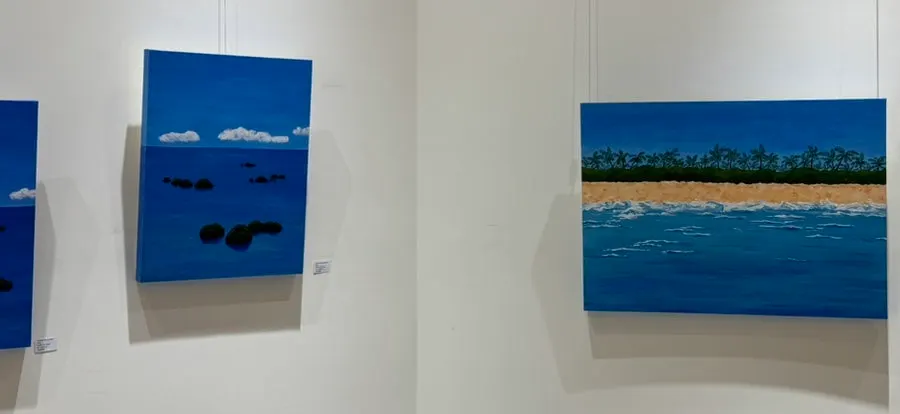 Artwork hanging on the interior walls of MUG
