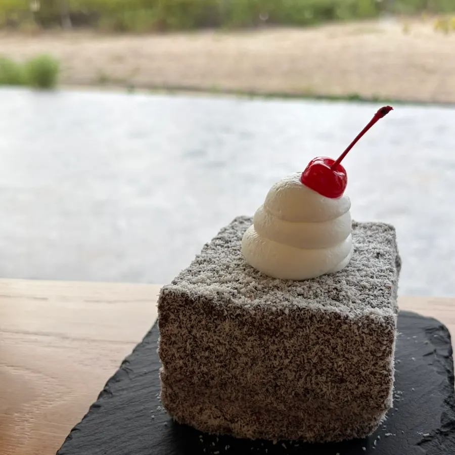 MUG's Lamington cake coated in coconut