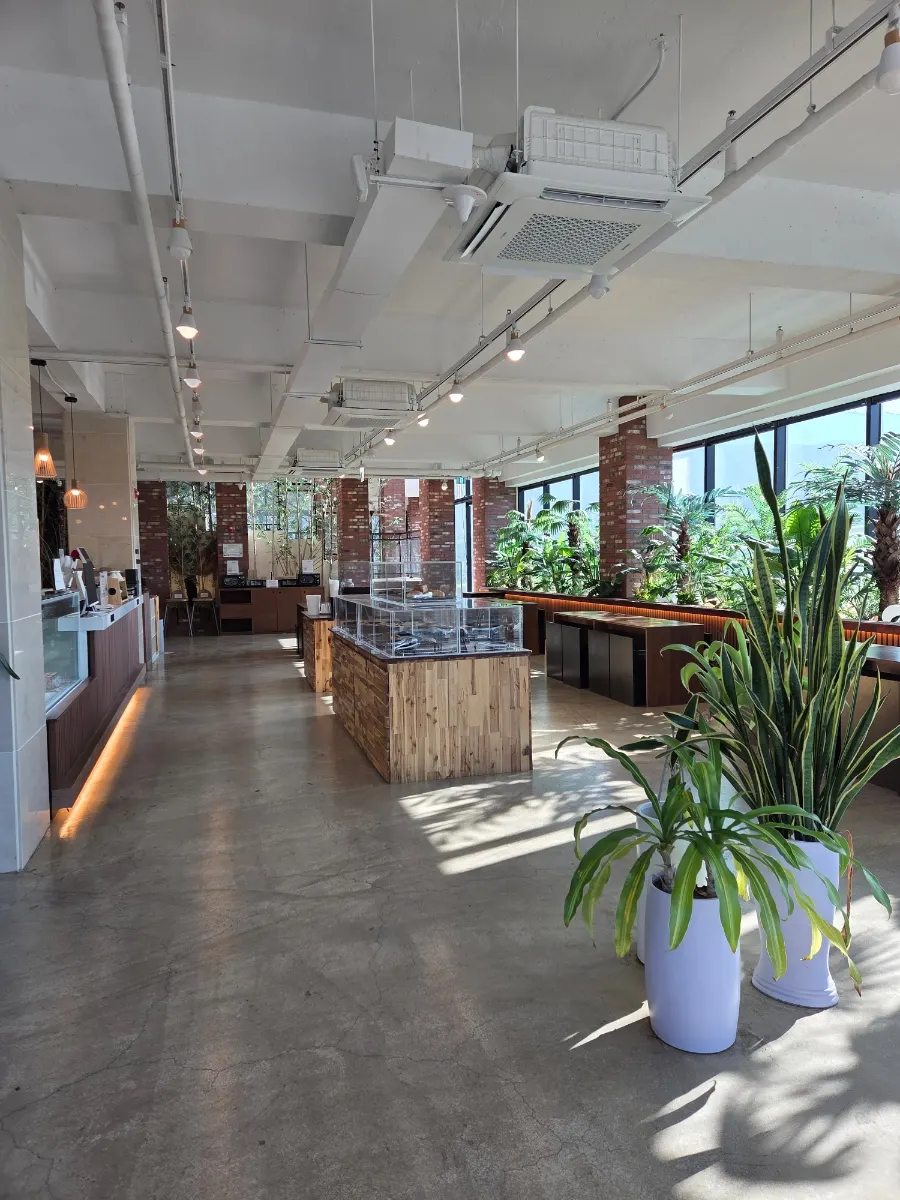 Bright, calm interior of Cafe Neorae's 2nd floor