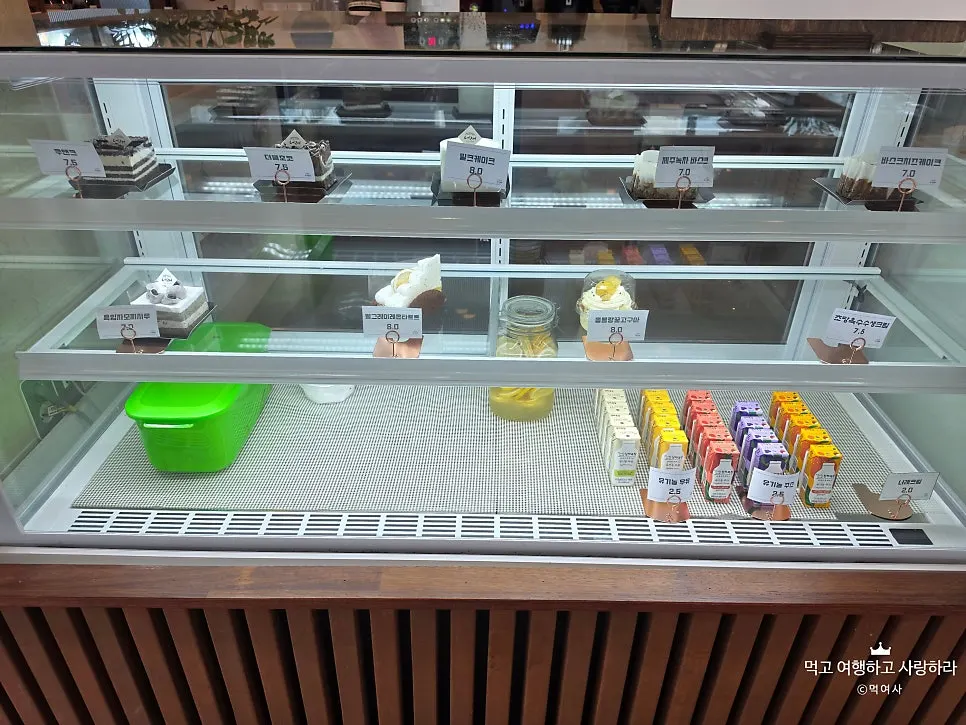 Assorted desserts in the bakery showcase