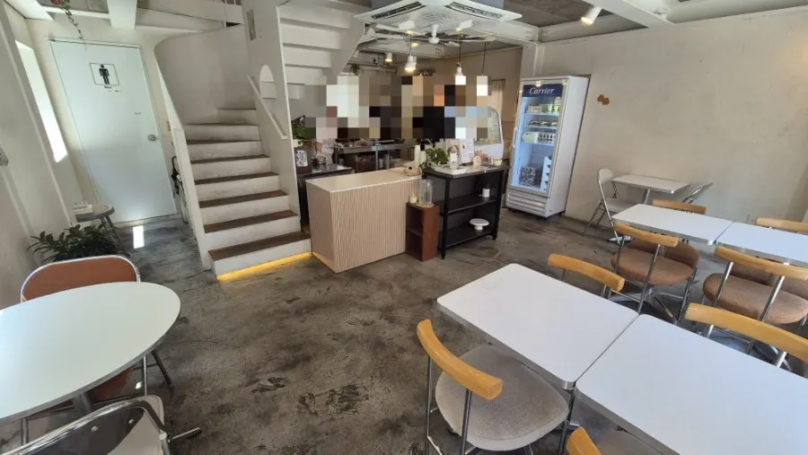 Interior seating and decor at Café Ohkam