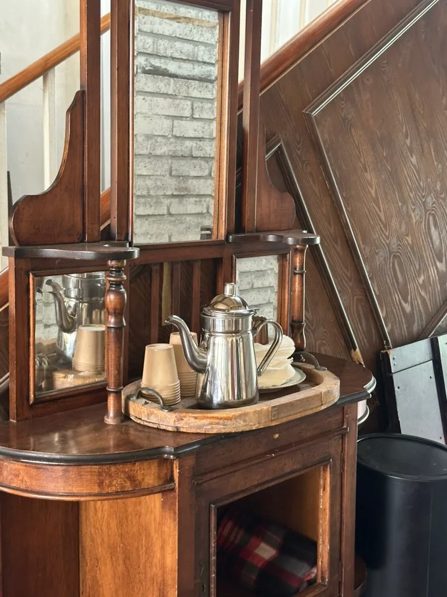 Bar seating along the window with lighting