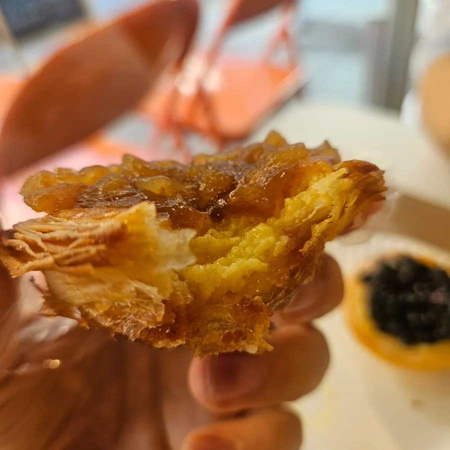 Apple cinnamon egg tart on a plate