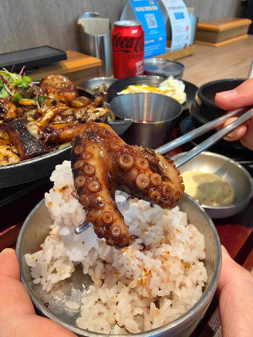 Plump octopus dipped in sauce